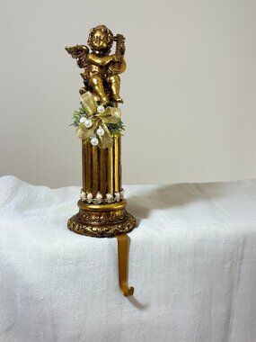 Mark Roberts Collectible Jeweled Cherub Stocking Holder 14.5" Violin New